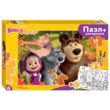 Пазл STEP puzzle MAXI 24 + раскраска Маша и Медведь