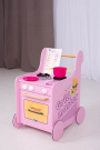 Набор мебели для кукол MEGA Toys Кухня детская. Тележка-каталка кухня с посудой Гриль Мастер для девочек розовая