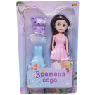 Кукла ABtoys Времена года в брючном костюме с дополнительным платьем и медвежонком 17 см в ассортименте