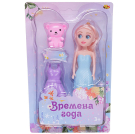 Кукла ABtoys Времена года в брючном костюме с дополнительным платьем и медвежонком 17 см в ассортименте