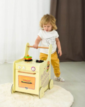 Набор мебели для кукол MEGA Toys Кухня детская. Тележка-каталка кухня с посудой Гриль Мастер для девочек желтая